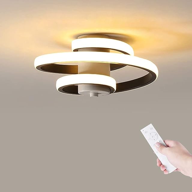 Toolight Modern Dimmable Ceiling Lights, 27W Cool/Natural/Warm White LED Spiral Ceiling Lamp, Metal Acrylic Chandelier with Remote Control for Living Room, Kitchen, Bedroom, Aisle, Hallway, Balcony