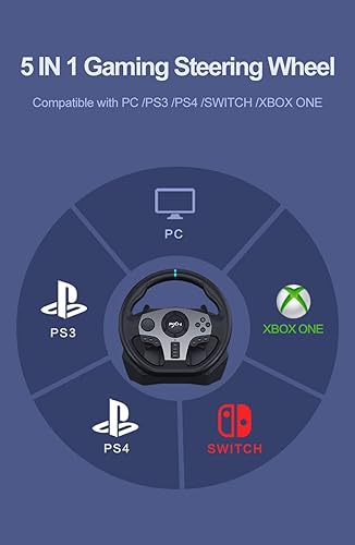 Miniatura 3 de PXN V9 Gaming Racing Steering Wheel, 270900 Car Simulation, with 3-Pedals and Shifter Bundle Pedal, Paddle Shifters Driving Wheel for PS4, Xbox