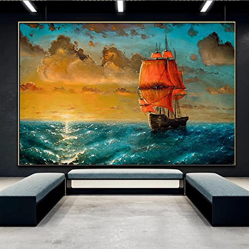 Toile paysage marin grand format pour habiller un mur de salon vide