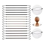 JOVYTH 17 Gomas Pelo con Gancho – 15 Elásticos con Gancho & 2 Redes Negras, Accesorios Cabello Danza Latina, Gomas de Gancho para el Pelo, Ganchos Coloridos, Elásticos Cabelo