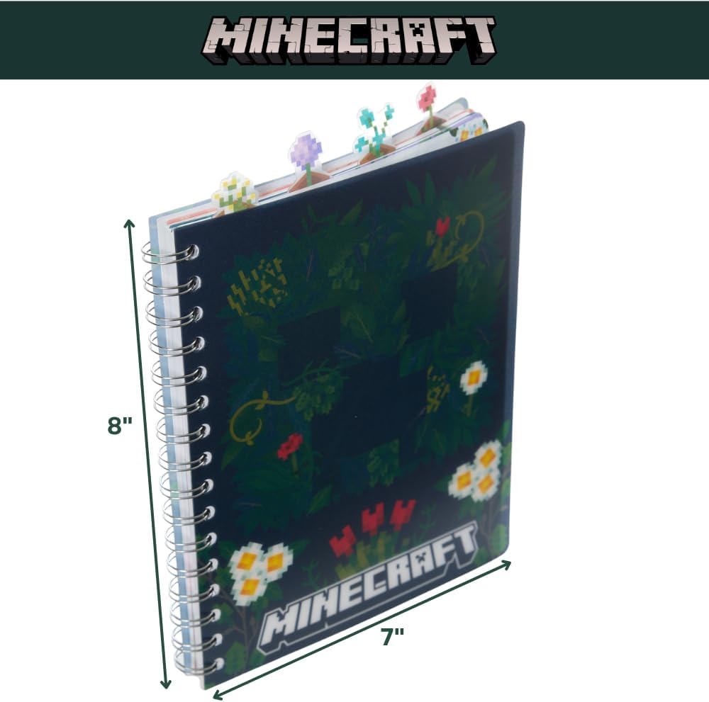 Innovative Designs Minecraft Tab Journal Notebook for Kids, Spiral Bound, 96 Lined Pages, 8 x 7 inches