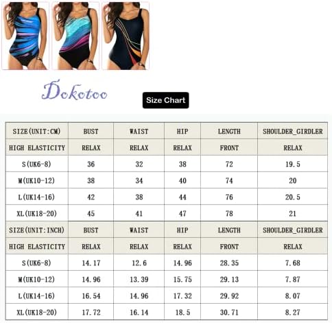 Dokotoo Womens One-Piece Swimsuit Tummy Control Swimwear Colorblock V Neck Adjustable Straps Shapewear Padded Swimming Costume,Purple Size UK 14-16