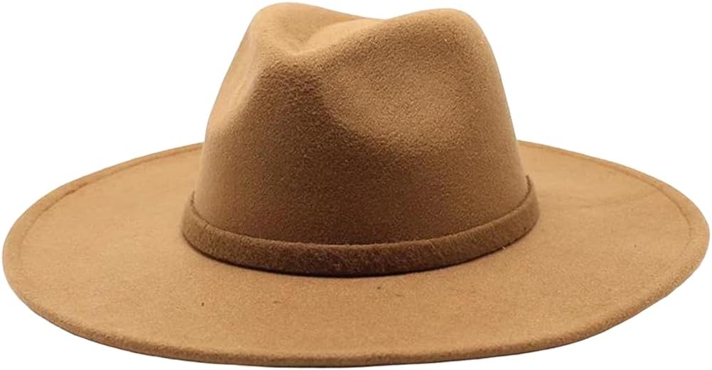 Women's Wide Brim Fedora Hat Felt Dress Hat for Travel Party