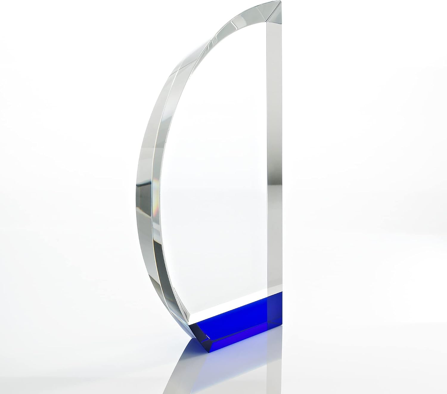 Baudville Engraved Trophy - Crystal - Blue at The Base - Award for Employees - Personalized Engraving - Comes in Gift Box
