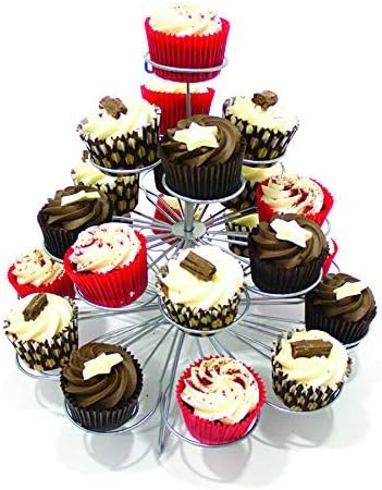 TopBaking 4 Tier Metal Cupcake Decorating Stand Holder  Display Tower Holders for 23 Cup Cakes & Muffins Cases  Decorative Cake Baking Centrepiece Stands for Weddings & Birthday Parties 