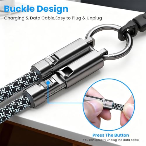 Image of Wrist Strap Lanyard Built in USB-C2C Fast Charging Cable, PD60W USB-C Nylon Braid Cell Phone Phone Crossbody Lanyard, Universal Cell Phone Strap with Built-in 240W