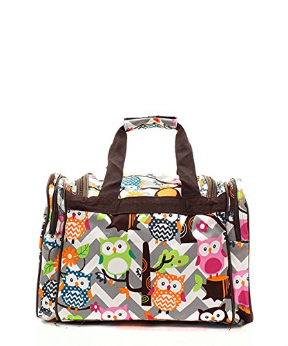 Owl Chevron Stripe Canvas Duffel Weekender Bag4