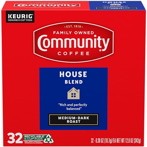 Image of Community Coffee House Blend Medium-Dark Roast Single Serve Keurig K-Cup Pods 32 ct Box