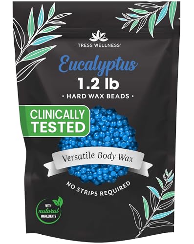 Image of Tress Wellness Wax Beads - Safe for Skin - Dermatologically Tested - At-Home Kit for Bikini, Brazilian & Full Body - Eucalyptus 1.2 lbs