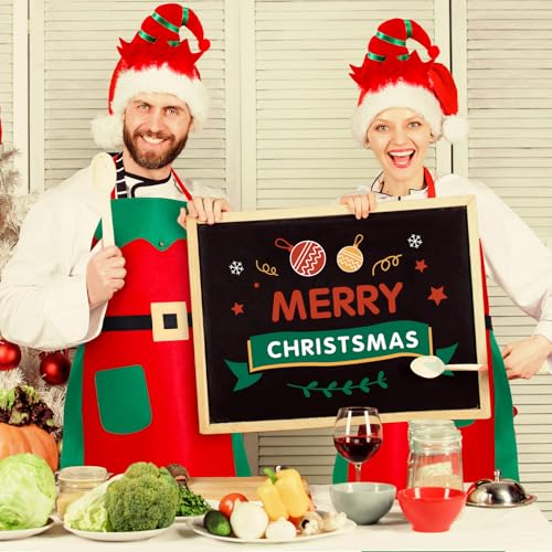 Suhine Conjunto de 24 peças de avental e tiaras de elfo de Natal para elfos, aventais de cozinha par