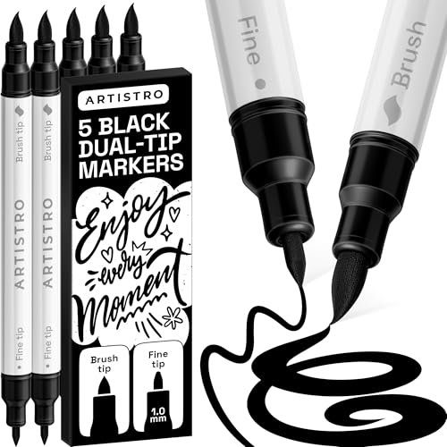 ARTISTRO 5 Black Acrylic Paint Markers - Paint Pens for Drawing - For Fabric Rock Glass Wood Molds - Arts & Crafts Gift for Adults Teens Kids Classroom Must Haves & School Supplies