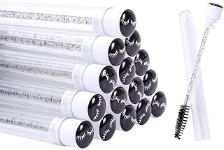 Ipien 20 Pack Disposable Mascara Brushes with Diamond Eyelash Spoolies in Sanitary Tubes - Black Lash Wands