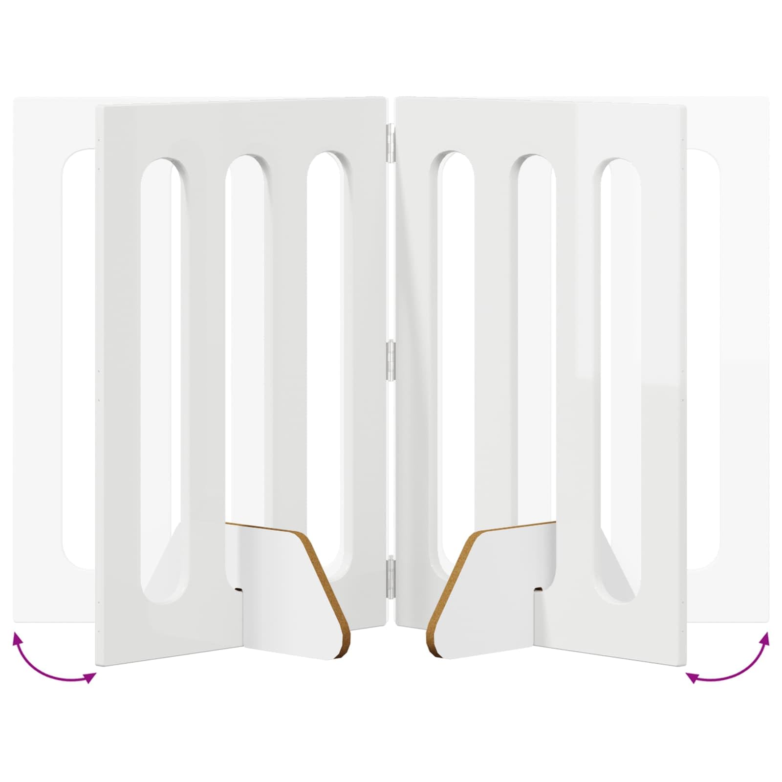 Valla plegable para mascotas, color blanco brillante, de madera, 2 unidades, 100,5 x 38 x 70 cm, plegable y plegable con paneles flexibles, protección segura para perros y cachorros en