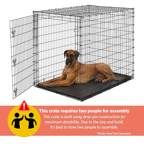 Image of Solutions by MidWest Homes for Pets 54-Inch Drop Pin Crate for Giant Breeds Over 100 lbs, Single Door Dog Crate with Leak-Proof Tray & Secure Latches, Durable Drop Pin Construction