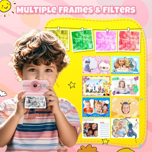 HiMont Kids Camera Instant Print, 1080P Instant Print Camera for Kids with 32GB Card & 3 Rolls Paper, Selfie Digital Camara, Funny Toys Gifts for Boys & Girls Age 3-12 (Pink) - Image 4