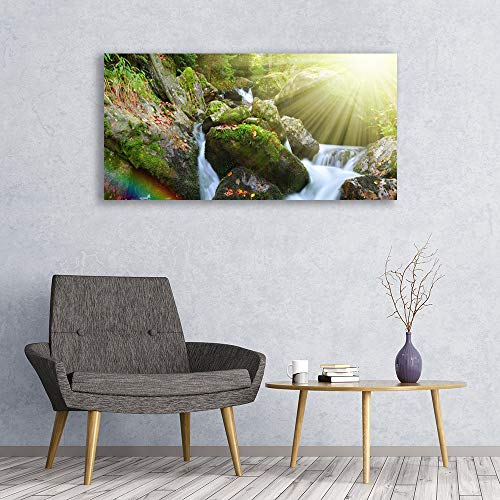 Tableau moderne 120x60cm Sun Cascade Arc-en-Nature déco murale salon