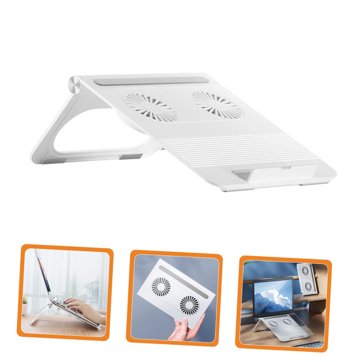 HOMSFOU Soporte Portátil con Ventiladores Dobles y Antideslizante Soporte y Refrigeración para Laptop Enfriador Silencioso Compatible con Pc