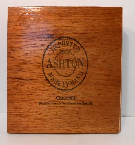 Ashton Churchill Wooden Cigar Box 8" X 7.5" #TOP1