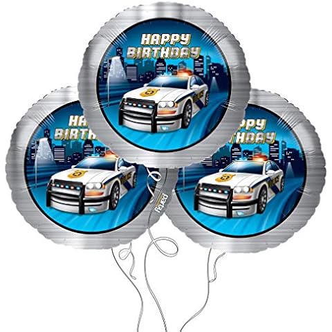 Police Party Mylar Party Balloons - 3 Pack Cover