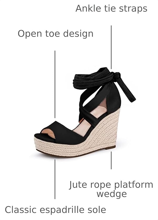 Fashare Womens Open Toe Tie Lace Up Espadrille Platform Wedges Sandals Ankle Strap Slingback Dress Shoes by Fashare - Image 4