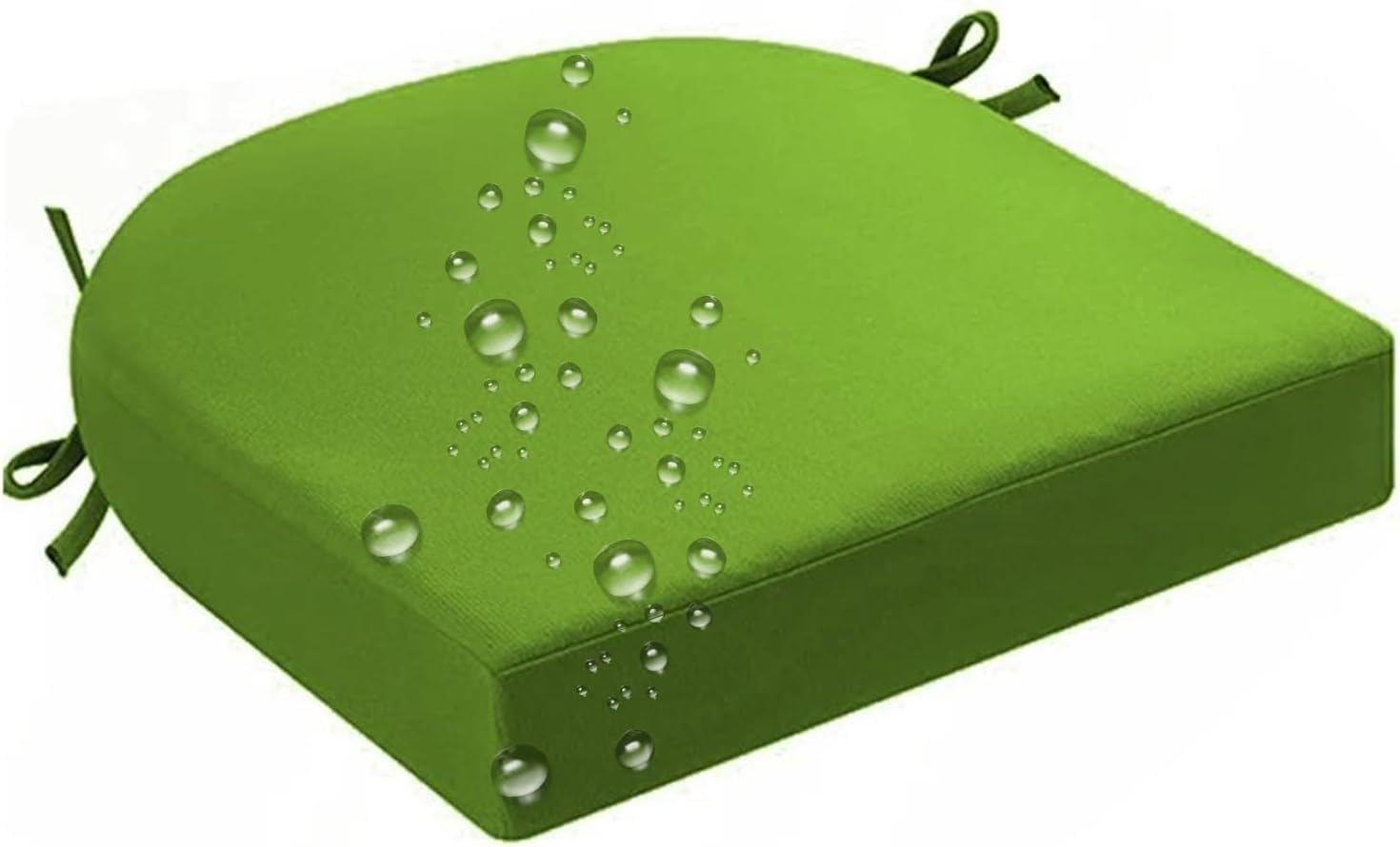 Outdoor Chair Cushions Waterproof Water Resistant Patio Chair Cushions with Ties U-Shape Outdoor Seat Cushions Pads for Patio Furniture Dining Pads(Green,20X20X3IN)