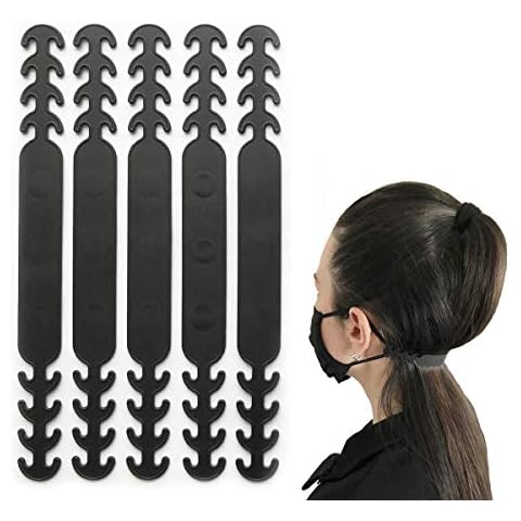 5 x Face Mask Extender | Face Mask Holder | Ear Protector | Ear Saver For Masks | Mask Holder Strap | Face Mask Clip (Black) Cover