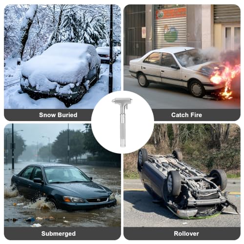 Image of Window Breaker, Car Emergency Escape Hammer with Seat Belt Cutter, Car Safety Hammer, Car Glass Breaker for Vehicle, Office, Home (Silver)