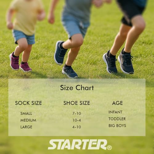 starter boys socks 10-pack comfort toe lightweight moisture-wicking socks for toddler big and little boys