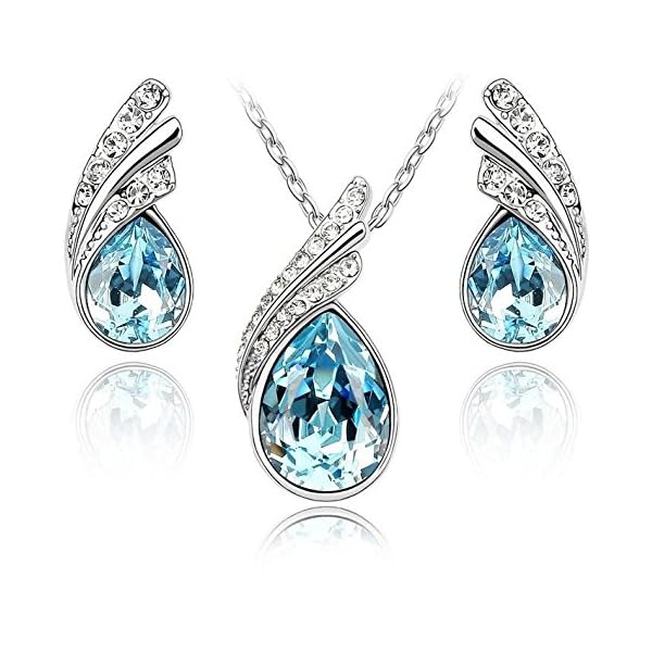 Crystalline Azuria Mujer 18ct Chapado en Oro Blanco Lágrimas Cristales Azul Aguamarina simulada Juego de joyas Collar con Colgante 45 cm Pendientes para Mujer Niña Boda Novia y Dama de honor 2 51Jr2Ul9jNL. SS600 - Crystalline Azuria Mujer 18ct Chapado en Oro Blanco Lágrimas Cristales Azul Aguamarina simulada Juego de joyas Collar con Colgante 45 cm Pendientes para Mujer Niña Boda Novia y Dama de honor
