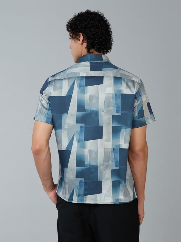 Image of MARK & ALBERT Men's 100% Cotton Printed Half Sleeves Regular Fit Shirt for Men