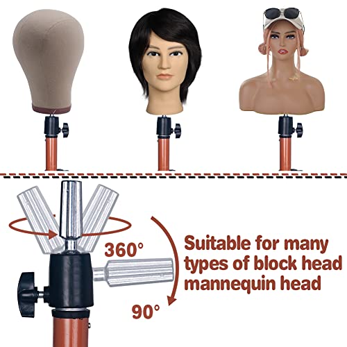 L7 Mannequin Wig Stand Tripod Mannequin Head Stand Metal Adjustable Heavy Duty Wig Head Stand For Canvas Block Head Cosmetology Hairdressing Training Doll Head And Styling Making Wig (Orange) #TOP4