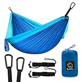 Camping Hammock Double & Single Portable Hammock with Tree Straps, Lightweight Parachute Hammocks Camping Accessories Gear for Indoor Outdoor Backpacking, Travel, Hiking, Beach