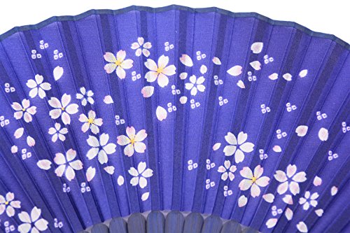 Amajiji 8.27"(21Cm) Hand Held Bamboo Silk Folding Fan Hand Fan,Chinese/Japanese Charming Elegant Vintage Retro Style,Women Ladys Girls Best Gifts (Blue) #TOP4