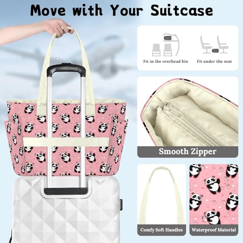 Sac fourre-tout panda léger et matelassé avec fermeture éclair - 5