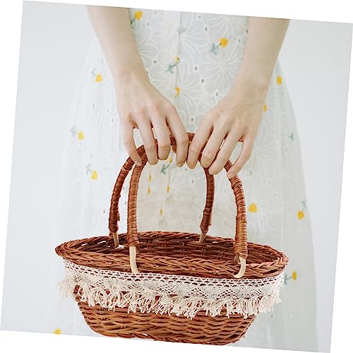 Zerodeko Cesta Pequena De Flores Tecida 2 Peças Cesta De Armazenamento De Vime Cesta De Armazenament