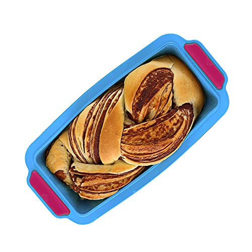 KeepingcooX Rectangle Silicone Cake Bread Mold | Beautiful Loaf Pan with Handle Grips - 8.6 x 3.9 x 2.3 Inch | 100% Pure Food Grade Nonstick Professional Silicone Bread and Cake Trays (Pink)