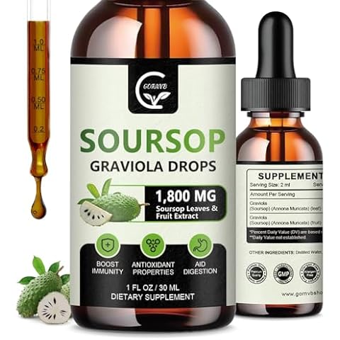 (2 Pack) Soursop Graviola Liquid Drops 1800mg, 98% Absorption Soursop Bitters Liquid for Cell Support & Regeneration, Immune Boost, Relax, Liver and Sleep, Herbal Goodness, Gluten Free, 1 Fl Oz Cover