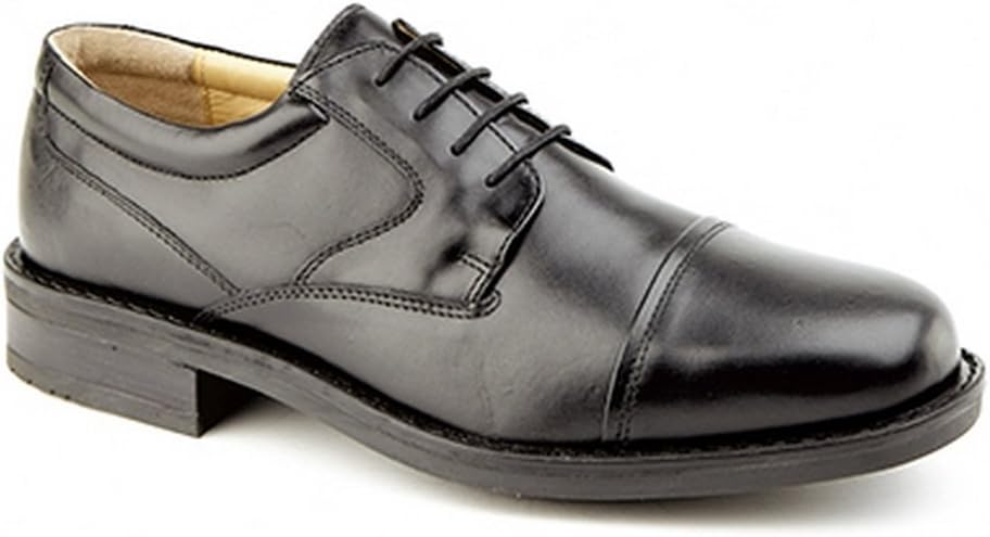 Mens M247a Black Leather Shoes, Sizes 6UK to 14UK, Fuller Fitting, Flat Heel, Round Toe, Derby, Party, Casual, Work, Business