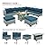 Valita 11 Piece Outdoor PE Wicker Furniture Set, Patio Gray Rattan Sectional Sofa Couch with Storage Table and Washable Peacock Blue Cushions