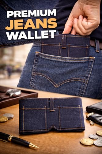 Image of Men's Denim Wallet - Slim Bifold Mini Jeans Style Fabric Wallet with Pocket | Lightweight Compact Card Holder & Cash Organizer | Casual Blue for Men Unisex