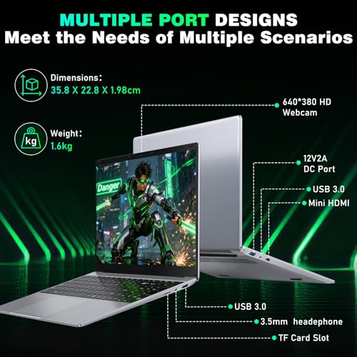 NAIKLULU 15.6 inch 2026 Cheap Laptop 16 GB RAM 256GB SSD, Processor M3 6Y30 Student Laptop Pc Computer, FHD 1920 x 1080P, 5000 MAh/38.5Wh, TF Card, Business/Student/Home - Image 6