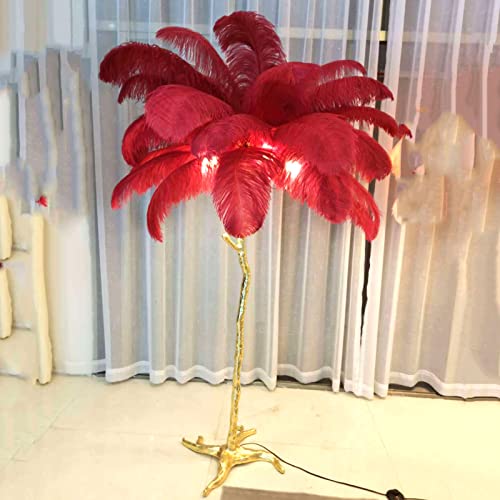Lámpara de pie de plumas regulable con base M Ele den de 3 colores para dormitorio
