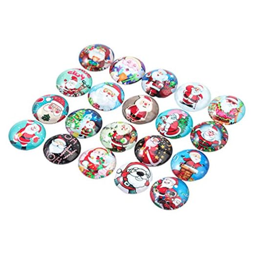 Gadpiparty 60 st jul glascabochons jultomte halvcirkelglas kupol cabochon Nikolus-motiv halvrunda glas ädelsten för scrapbook DIY hantverk smyckestillverkning 10 mm