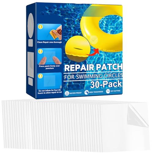 30 Pieces 2.4 Inches Clear TPU Pool Patch Repair Kit, Vinyl Patches Seal DIY Fix Holes for Swimming Ring, Pool Floats, Inflatable Toys, Inflatable Boat, Air Mattress, Tent, Canopy (TPU Square)