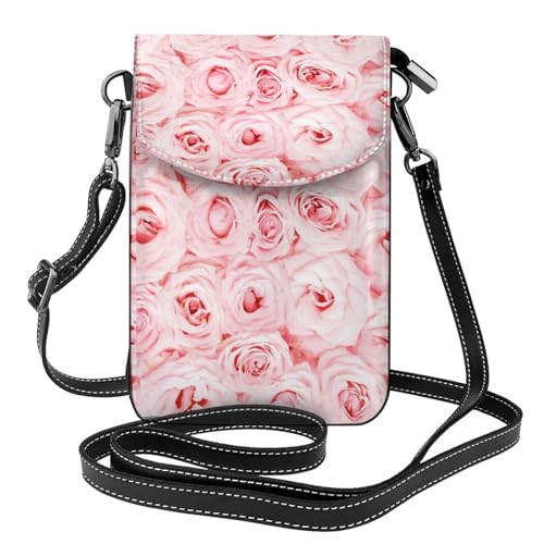 Petits sacs bandoulière roses imprimées et portefeuille en cuir PU porte-téléphones