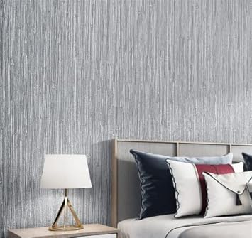 HAPPYMATES Grasscloth Texture Contact Paper Peel and Stick Wallpaper Removable Friendly Wallpaper for Locker, Cabinets, Countertop, Wall Decor and Renovation (0.6Mx220-Inch, Thick Silver Grey)