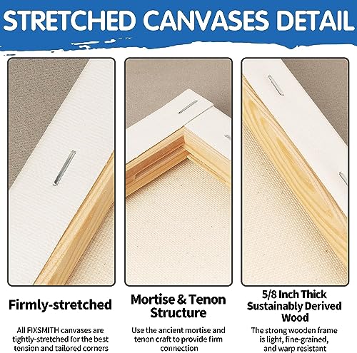 Image of FIXSMITH Stretched Canvas for Painting 24x36 Inch, 2 Pack,Primed Large Canvas,100% Cotton,5 /8 Inch Profile of Super Value Pack for Acrylics,Oils & Other Painting Media