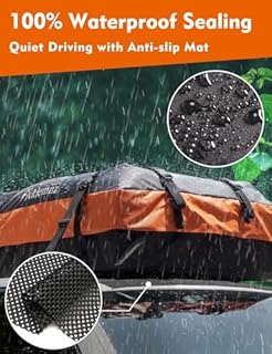 FIVKLEMNZ 21 Cubic Car Rooftop Cargo Carrier Roof Bag Waterproof for All Top of Vehicle with/Without Rack Includes Topper Anti-Slip Mat + Reinforced Straps + 6 Door Hooks + Luggage Lock