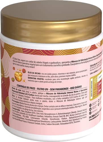 Máscara de Hidratação S.O.S Cachos Rícino e Queratina, 500gr, Salon Line, Salon Line, Branco