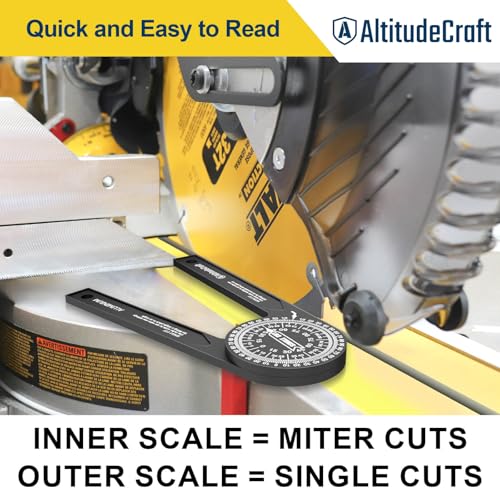 AltitudeCraft Precision Aluminum Miter Saw Protractor | 7.28-Inch Rust-Resistant Angle Finder with 360° Rotation & Laser-Engraved Scales for Accurate Miter Cuts